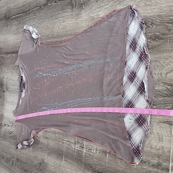 Fridays Project Made in Italy Mixed Media Splatter Paint Scoop Neck Tee Medium - Picture 6 of 8